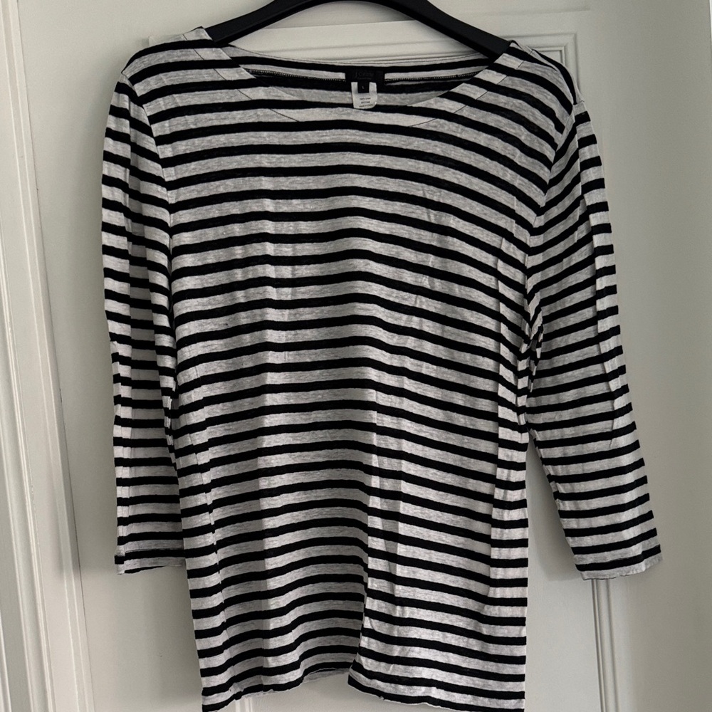 J. Crew Stripe Linen Top, sz L